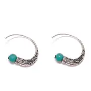 5 Pair Women Carved Big Drop Earrings Retro Silver Spiral Nationality Dangler