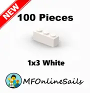 **NEW** 100x Genuine LEGO 1x3 Bricks - White - Piece # 3622 Bulk