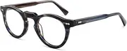 [BETSION] Vintage Round Shape Acetate Eyeglasses Frames Spring Hinges Glasses Unisex for Men Women