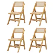 Oikiture 4x Dining Chairs Folding Rattan Chair Wooden Natural