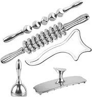 ONUEMP 5-in-1 Stainless Steel Therapy Massage Tools, Gua Sha Scraping Fascia Massage, Maderoterapia Kit Colombiana for Lymphatic Drainage, Cellulite Remover, Ice Body Sculpting