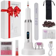 Electric Nail Drill: 12 in 1 Professional Nail Drill for Acrylic Nails Gel 3 Speeds E File Cordless Electric Nail Files with Base and Sanding Bands Efile Manicure Pedicure for Beginner Girl Women Mum