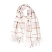 ANYYOU Scarf White Beige Plaid Knitted Cashmere Winter Pashmina Shawl Tassel Bandana