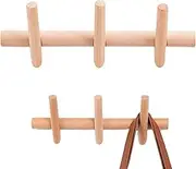 Wall Mounted Coat Rack, 13 Inch Wood Coat Rack with 3 Hooks, Creative Classic Smooth Wood Wall Hooks for Bedroom Bathroom Entryway Decoration-