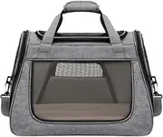 Qianly Cat Carrier Handbag Cat Puppy Bag for Small Medium Cats Dogs Puppy Travel Bag Carrying Bag for Outdoor Traveling Hiking, Gray