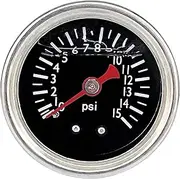 Fuel Pressure Gauge, Inline Fuel Pressure Gauge, Automotive Replacement,0-15Psi,1.5" Dial Size,1/8 NPT Center Back Mount,Liquid Oil Filled