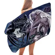 Cool Fantasy Drawings Dragons Worn the Master Microfiber Beach Towel