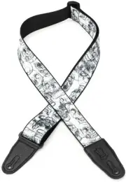 Levy's MPD2 Polyester Guitar Strap - White and Black Skulls (3-pack) Bundle