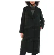 BARBOUR Byron Wool Check Tailored Trench Coat in Gre/Bla MSRP$520 British Luxury