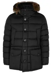 Moncler Cluny Navy Fur-trimmed Quilted Shell Coat - Black - 2 2