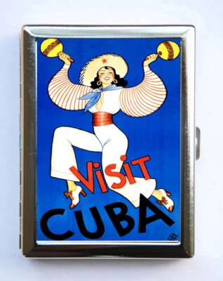 Visit Cuba Poster Cigarette Case Wallet Business Card Holder id case