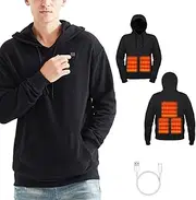 [KUMADAI] Heated Hoodie for Men Women Heating Pullover Hoodie with 5 Heating Zone Electric Heated Sweatshirt Winter Heated Coat