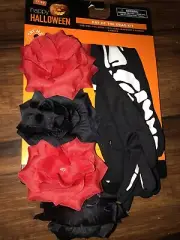 Day Of The Dead Accessory Set Light Up Headband, Gloves Glow in The Dark S - NEW