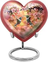 Humming Bird Heart Urns Human Ashes, Cremation Urn Heart Shape, Burial & Funeral for Adult Remains, Memorial Gift for Father & Mother