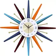 Vctrqov Large Wall Clock 22 Inch Modern Wall Clock Starburst Mid-Century Modern