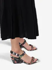Floral & Sequin Detail Heeled Sandals