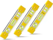 RONGPRO 9 Inch Torpedo Level, Magnetic Box Level with 45°/90°/180° Bubbles, Shock Resistant Bubble Level Tool for Measuring - 3 PCS