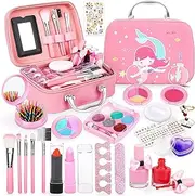 Kids Washable Makeup Girls Toys, Girls Makeup Kit for Kids Make up Set Real Makeup for Kid Little Girls Toddlers Children Princess Christmas Birthday Gifts Toys for 3 4 5 6 7 8 9 10 Year Old (Mermaid)