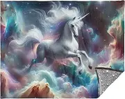 Personalized Unicorn Starlit Cosmic Cloud Blankets & Throws for Couch Comfy Big Comfy Couch Blankets Sofa Design Fleece Soft 70x55 Inch