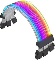 ARGB Extension Sleeved Cable, ARGB Motherboard Power Supply Cable, 3x8Pin Double End Synchronized PSU Cable for Computer Case CPU Graphics Card