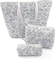 Pack of 5 Corduroy Fabric Bag Set Select Zone Bag Travel Toiletry Bag Smile Face Cosmetic Bag Multifunctional Handbag Make Up Bag for Women