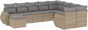 Garden Sofa Set with Cushions Modular Sofa 10 Piece Beige Poly Rattan vidaXL