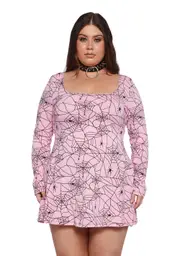 [Trickz N' Treatz] Plus Webbed Whimsy Mini Dress