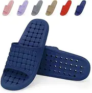 [BAMALA] Shower Shoes Quick Drying Non Slip Slippers Women Men Shower Sandals With Drain Holes Open Toe Soft House Bathroom Slides for Bedroom Pool College Dorm Gym Beach