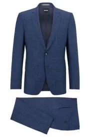 $895 - BOSS Slim Fit Suit Checked Virgin Wool Stretch Italian Fabric - Size 38R