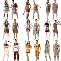 在飛比找Yahoo!奇摩拍賣優惠-()萬圣節服裝土著原始人cosplay演出服成人男女印第安豹