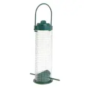 Hanging Wild Bird Feeder with Perch Metal Mesh Tube Suet Fruit Bird Feeders