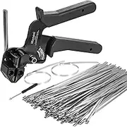 Stainless Steel Cable Tie Gun, Special Tool For Fastening And Cutting Metal Zip Ties, With 100pcs 10in Uv Resistant Chain Link Fence Tie for Fence, Exhaust Pipe Outdoor