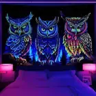 Owls Gothic Blacklight Wall Art Poster Tapestry Wall Hanging Large UV Reactive