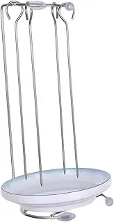 GLEAVI 1set Kebab Hanger Rack: Stainless Steel Barbecue Skewer Stand with Tray Portable BBQ Skewer Stand for Outdoor Grilling Meat Chicken Vegetables Cooking
