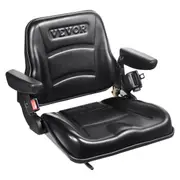 Universal Forklift Seat, Fold Down Tractor Seat with Adjustable Angle Back, Micro Switch, Seatbelt and Armrests, 16-34 cm Slot Tractor Seat for Tractor Loader
