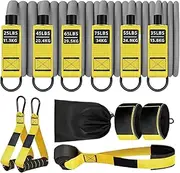 Bands Set with Ankle Straps - Long Band Women |,300Lbs Strengthening Devices with Ankle Straps, Heavy-Duty Home Gym Equipment for Men Women, Ergonomic Foam Grip