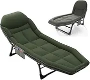 Camping Cot for Adults with Cushion, Portable Folding Camping Cot, 5-Position Folding Chaise Lounge Chairs Outdoor, for Camping, Pool, Beach, Patio,A,200x64x32cm FANDIAO