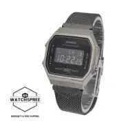 Casio Vintage Style Digital Ion Plated Stainless Steel Mesh Band A168WEMB-1B