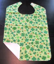 SHAMROCKS Adult Sized Bib * Special Needs Seniors * Reversible to Flannel