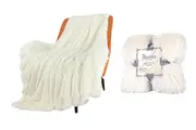 Soft Shaggy Faux Fur Blanket Decorative Throw Blanket for Couch Chair Sofa-Beige