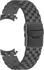 [SINAIKE] Stainless Steel Watch Band for Women Men Five Rows Adjustable Strap 20mm 22mm Replacement Band Curved Ends Metal Fold Over Buckle Black Silver