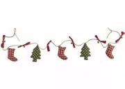 Park Designs Christmas Holiday Tree Stocking Garland 4ft Jute String Bells & Bow