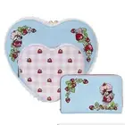 Loungefly x Strawberry Shortcake Denim Heart Shaped Figural Crossbody Bag &...