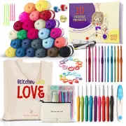 80Pc Crochet Kit for Beginners - Crochet Yarn, Crochet Hook, Pattern Book & More