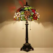 Tiffany Lamp Purple Grape Style Stained Glass Table Lamp Desk Reading Light 1...