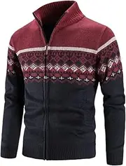 [Generic] Men Cardigans Jackets Winter Male Thicker Warm Casual Cardigans Slim Fit Stand-Up Collar Sweaters