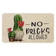 Spring Summer Door Mat 30 X 17 Inch No Picks Allowed Cactus Gnome Doormat