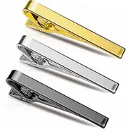 [FENGRUI] 3 Pack Men's Tie Clips Long Styles Set Square Edges Tie Tack Pins Silver Gold Black Necktie Bar Necktie Wedding Business for Men Daily Life Wedding Anniversary Business Father's Day Gifts