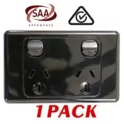 1 x Double 10AMP Power Point GPO - BLACK Electrical Supplies Standard - SAA