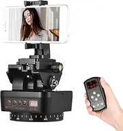 YT-1000 2.4G Wirel Control Automatic Tripod Head 360° Rotatable ized Panoramic Head Pan Tilt Head 1/4 Inch Screw 1kg Load Built-in Battery with Remote Control Phone Clip for Mirrorl Black